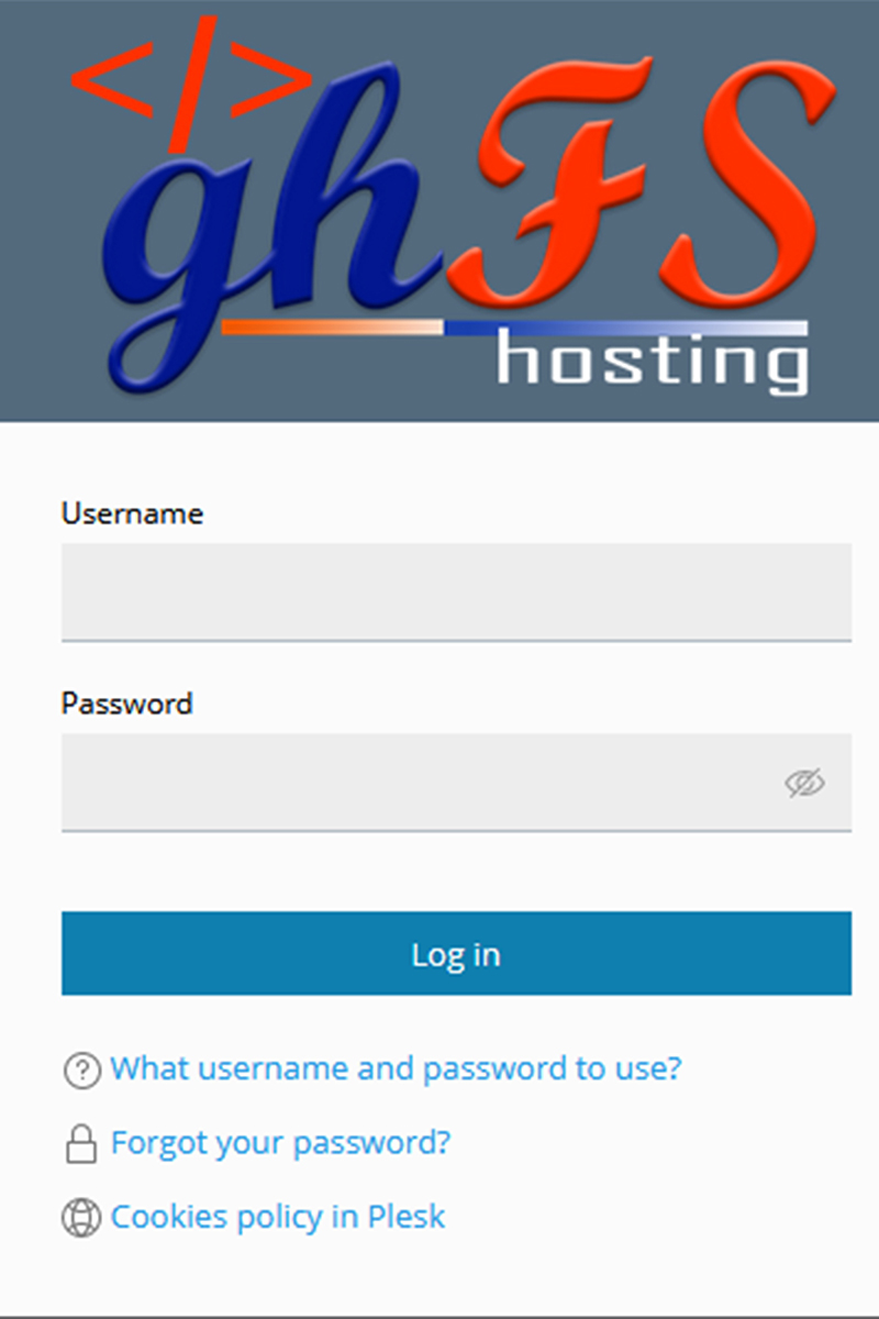 GHFS Hosting Control Panel Login